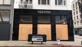 New normal? Christmas decorations replaced with boarded up windows and armed guards in fancy San Fransisco shopping malls.